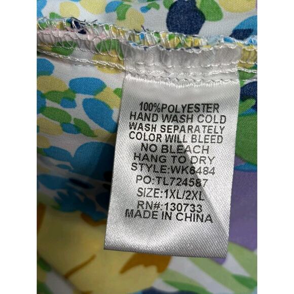 Umgee Colorful Floral Open Front Kimono Top Womens 1XL/2XL Blue Yellow Pink NEW - Picture 4 of 7